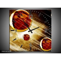 Wandklok op Canvas Abstract | Kleur: Geel, Bruin, Wit | F003536C