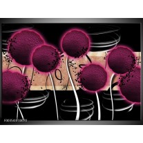 Foto canvas schilderij Bloem | Paars, Zwart, Wit 