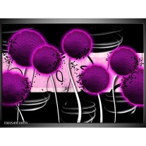 Foto canvas schilderij Bloem | Paars, Zwart, Wit 