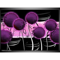 Foto canvas schilderij Bloem | Paars, Zwart, Wit 