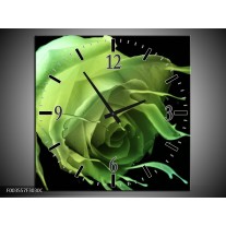 Wandklok op Canvas Roos | Kleur: Groen, Zwart, | F003557C