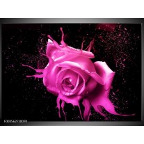 Glas schilderij Roos | Roze, Zwart 