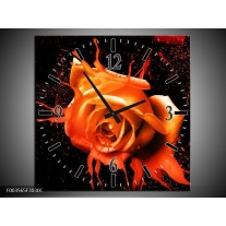Wandklok op Canvas Roos | Kleur: Oranje, Zwart | F003565C