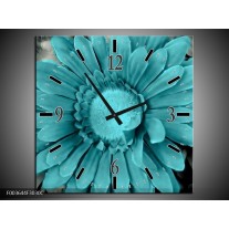 Wandklok op Canvas Gerbera | Kleur: Blauw, Grijs | F003644C