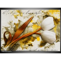 Foto canvas schilderij Tulp | Wit, Bruin, Geel 