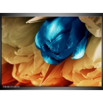 Foto canvas schilderij Tulp | Blauw, Grijs 