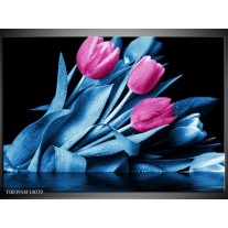 Foto canvas schilderij Tulp | Paars, Blauw, Zwart 