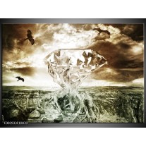 Glas schilderij Steen | Groen, Bruin, Wit 