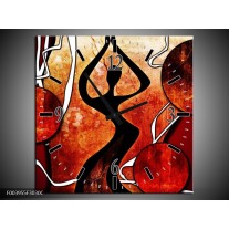 Wandklok op Canvas Abstract | Kleur: Zwart, Rood, Wit | F003955C