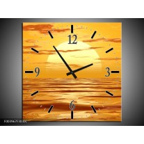 Wandklok op Canvas Zonsondergang | Kleur: Geel, Oranje, Bruin | F003967C