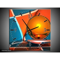 Wandklok op Canvas Abstract | Kleur: Oranje, Blauw, Grijs | F003996C