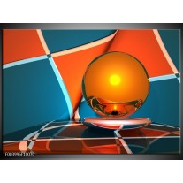 Glas schilderij Abstract | Oranje, Blauw, Grijs 