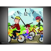 Wandklok op Canvas Fietsen | Kleur: Groen, Roze, Oranje | F004015C