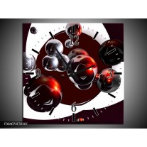 Wandklok op Canvas Abstract | Kleur: Bruin, Rood, Wit | F004074C