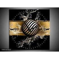 Wandklok op Canvas Abstract | Kleur: Goud, Zwart, Wit | F004116C