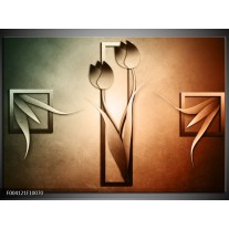 Foto canvas schilderij Tulp | Groen, Bruin, Wit 