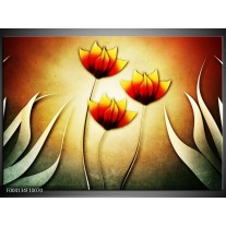 Glas schilderij Bloem | Groen, Rood, Geel 