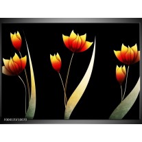 Foto canvas schilderij Bloem | Groen, Rood, Geel 