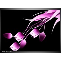 Foto canvas schilderij Tulp | Zwart, Paars, Wit 