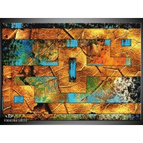 Foto canvas schilderij Abstract | Bruin, Blauw, Geel 