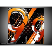 Wandklok op Canvas Abstract | Kleur: Oranje, Geel, Zwart | F004149C