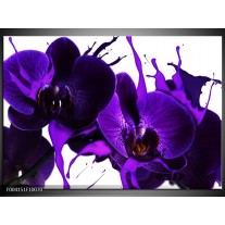 Glas schilderij Orchidee | Paars, Blauw, Wit 