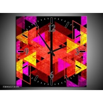 Wandklok op Canvas Abstract | Kleur: Rood, Geel, Roze | F004165C