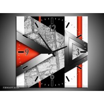 Wandklok op Canvas Abstract | Kleur: Rood, Grijs, Wit | F004169C