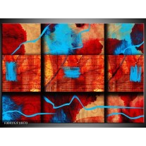 Glas schilderij Abstract | Blauw, Oranje, Rood 