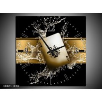 Wandklok op Canvas Abstract | Kleur: Zwart, Goud, Bruin | F004211C