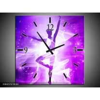 Wandklok op Canvas Dansen | Kleur: Paars, Wit | F004225C