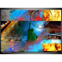 Foto canvas schilderij New York | Blauw, Rood, Geel 