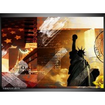 Foto canvas schilderij New York | Bruin, Geel, Wit 