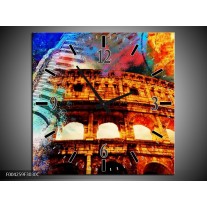 Wandklok op Canvas Rome | Kleur: Rood, Geel, Oranje | F004259C