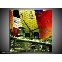 Wandklok op Canvas Modern | Kleur: Rood, Groen, Wit | F004262C