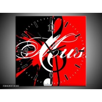 Wandklok op Canvas Muziek | Kleur: Rood, Zwart, Wit | F004283C