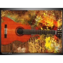 Foto canvas schilderij Gitaar | Rood, Oranje, Geel 