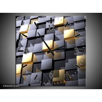 Wandklok op Canvas Modern | Kleur: Grijs, Geel | F004304C