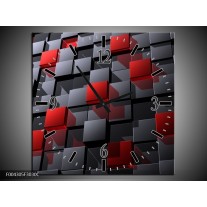 Wandklok op Canvas Modern | Kleur: Grijs, Rood, Zwart | F004305C