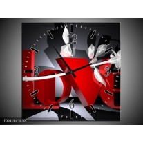 Wandklok op Canvas Design | Kleur: Rood, Grijs, Zwart | F004336C