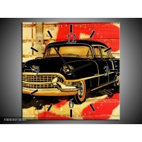 Wandklok op Canvas Oldtimer | Kleur: Zwart, Rood, Geel | F004341C