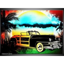 Foto canvas schilderij Oldtimer | Blauw, Geel, Zwart 