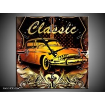 Wandklok op Canvas Oldtimer | Kleur: Geel, Bruin, Oranje | F004350C