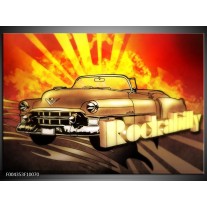 Glas schilderij Oldtimer | Geel, Rood, Zwart 