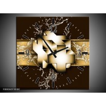 Wandklok op Canvas Modern | Kleur: Goud, Zwart, Bruin | F004361C