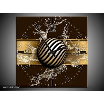 Wandklok op Canvas Modern | Kleur: Goud, Zwart, Bruin | F004364C