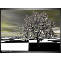 Foto canvas schilderij Boom | Grijs, Zwart, Wit 