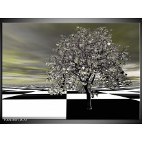 Glas schilderij Boom | Grijs, Zwart, Wit 