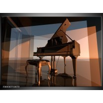 Glas schilderij Piano | Bruin, Grijs 