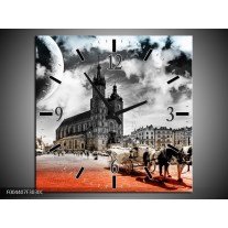 Wandklok op Canvas Design | Kleur: Rood, Grijs, Zwart | F004407C